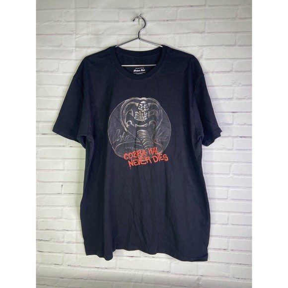 Cobra Kai Never Dies Logo Karate Kid Black Graphic Print T-Shirt Mens Size XL - Picture 1 of 6